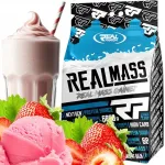 Real Pharm Real Mass valgus&uuml;sivesikute gainer maasika-j&auml;&auml;tise maitsega 6800g