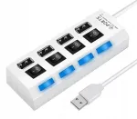 USB jagaja CIRCUIT BREAKERS, 4 pesa, l&uuml;lititega, valge