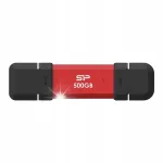 V&auml;line SSD Silicon Power DS72 500GB, USB-A/USB-C, punane
