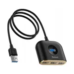 USB jagaja Baseus Square, 1x USB-A 3.2 Gen 1, 3x USB 2.0, 1 m kaabel