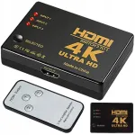 HDMI l&uuml;liti, 3 &uuml;hes, 4K UHD, kaugjuhtimispuldiga