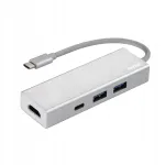 USB-C jagaja 1:4, 2x USB-A, USB-C, HDMI, alumiinium, USB 3.1