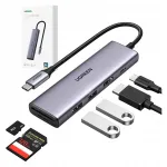 Adapter UGREEN Revodok USB-C koos HDMI, 3x USB-A 3.0, SD/TF lugeja