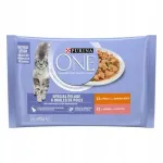 Purina ONE koerte konservliha kanaga ja l&otilde;hega, 4 x 85 g, kriimustuste ja karvapallide vastu