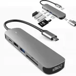 USB-C dokk kaartide lugejaga, USB3.0, HDMI 4K, SD/TF, PD laadimine