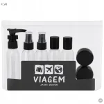 Kosmeetikapudelite reisikomplekt, 8 tk, must