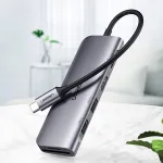 USB-C 6-&uuml;hes adapter: HDMI, USB-A, USB-C PD, SD ja TF kaardi lugeja, hall