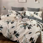 Voodipesukomplekt Mengtianzi B-1179, 100% puuvill, valge lilledega, 160x200 cm, 3-osaline