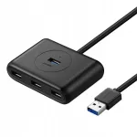 USB jagaja Ugreen CR113, 4 &uuml;hendust, 5Gbps, 0,5 m, must, mikro-USB toitega