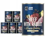 Konservtoit koertele veise-, k&uuml;&uuml;liku- ja s&otilde;strap&otilde;hjaga John Dog, 6 x 400 g