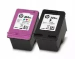HP 304XL must N9K08A ja v&auml;rviline N9K07A tindikassetid, originaal
