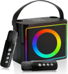 Kaasaskantav Bluetooth k&otilde;lar karaoke funktsiooniga, 2 mikrofoni, must, 10W