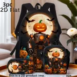 Laste seljakott Halloween'i k&otilde;rvitsaga ja nahkhiire pildiga, 3-osaline komplekt
