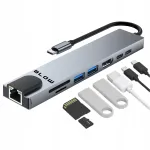USB hub 8in1: USB 3.0, USB-C, HDMI, SD, microSD, RJ45, PD