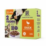 Niiske kassitoit 2 Friends pardilihaga, 79% liha, t&uuml;kid kastmes, 12 x 85 g