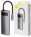 USB-C 5-&uuml;hes jagaja BASEUS: 3x USB, HDMI, PD 100W
