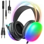 Juhtmega RGB LED m&auml;nguk&otilde;rvaklapid mikrofoniga