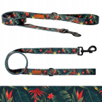 LANYARD classic urban 180 cm veekindel koera rihm kuni 20 kg keskmistele koertele, TROPICAL mustriga
