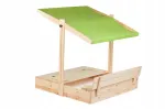 Puidust liivakast katuse ja pingidega, 120 cm, valmistatud Poolas
