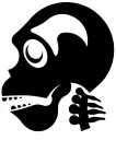 Kleebis autole v&otilde;i s&uuml;learvutile SKULL IN HELMET, 18 x 15,7 cm, taustata
