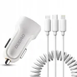 Dudao auto laadija, 2x USB 2.4A, 3in1 Lightning / Type C / micro USB kaabliga
