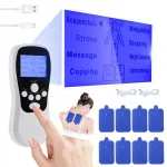 Elektrooniline kahekanaliline impulsi massager LCD-ga, valge