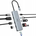 Ayclif 10in1 USB-C dokk HDMI 4K, Ethernet, 100W