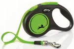 Automaatne FLEXI Neon S rohelise v&auml;rvusega koera rihm, kuni 15 kg, 5 m
