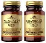 Toidulisand Solgar Vitamiin D3 4000 IU 100 mcg, 2x, immuuns&uuml;steemile ja luudele