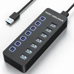 USB-jaotur, 7 &uuml;hendust, USB 3.0, l&uuml;lititega
