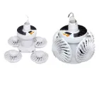 Kokkupandav p&auml;ikeseventilaator LED-lambiga, 4 labaga, telkidele ja koduks