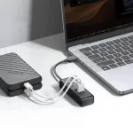 USB jagaja, 3 pesa, USB-A ja USB-C, 0,15 m, must