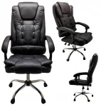 Ergonoomiline nahast kontoritool, must, p&ouml;&ouml;rleva alusega