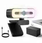 1080P USB veebikaamera mikrofoniga, 3 v&auml;rvi valgustus, 120&deg; vaatenurk, privaatsuskate