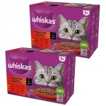 WHISKAS Classic Meals m&auml;rg kassitoit, 4 maitset, kastmes, 24 x 85 g