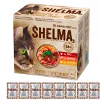 SHELMA Fillets teraviljavaba m&auml;rg kassitoit, erinevad maitsed, 8 x 85 g