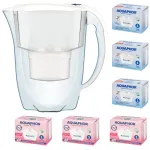 Veefiltreerimise kann Aquaphor Amethyst 2,8 l, valge, 6 kassettiga (3 standard + 3 magneesiumiga)