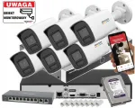 Hikvision 6 IP-kaamera valvekomplekt 4 Mpx, IR-valgustus, liikumisandur