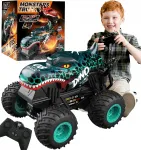 Puldiga juhitav 4x4 maastur LED- ja dinosaurusekujundusega