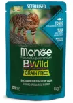 Monge BWild koeratoit steriliseeritud kassidele tuuni, krevettide ja k&ouml;&ouml;giviljadega kastmes, 85 g
