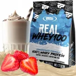Vadakuvalguline palsam REAL PHARM WPC Whey 100, 700g, valge maasikamaitseline