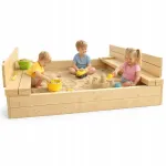 Puidust liivakast 120x120 kokkupandavate pinkidega