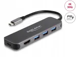 USB-C jagaja Delock 64171, 3x USB, HDMI 4K, 85W Power Delivery