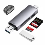 USB 3.0 alumiiniumist 6-in-1 kaardilugeja hall Type-C ja Micro USB &uuml;hendustega