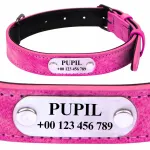 Fuksia v&auml;rvi S suuruses 40,5 cm koera kaelarihm graveeritud nime ja numbriga