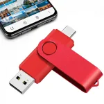 USB-m&auml;lupulk 512 GB, USB-C ja USB-A, p&ouml;&ouml;rlev, punane