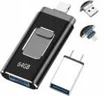 USB-m&auml;lupulk 64GB 3in1, USB-C, USB-A, Lightning, sobib iPhone'ile ja iPadile