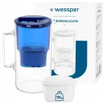 Veekanister Wessper D2, 3 l, borosilikaatklaas, sinine, kahe filtriga