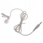 Mini mikrofon 3,5 mm pistikuga, valge, klambriga riietele