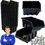 T&ouml;&ouml;kodade mustad mahutid kruvidele 155x100x70 mm, 20 tk